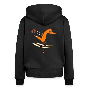 Schlauer Skifahrer (b) - Frauen Premium Bio Zip Hoodie - Schwarz - Hinten - Julia (174cm)