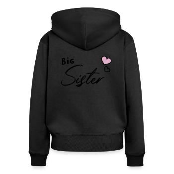Coeur de frères et soeurs de grande soeur - Sweat à capuche zippé Premium bio Femme - noir - Dos - Julia (174cm)