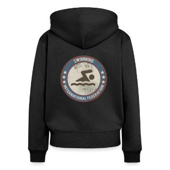 schwimmen - Frauen Premium Bio Zip Hoodie - Schwarz - Hinten - Julia (174cm)