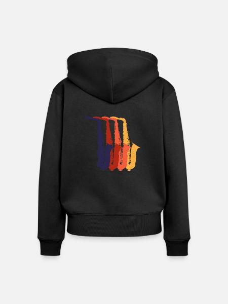 Saxophon - Frauen Premium Bio Zip Hoodie - Schwarz