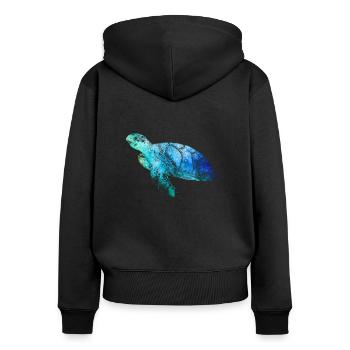 Meeresschildkröte - Frauen Premium Bio Zip Hoodie - Schwarz - Hinten - Julia (174cm)