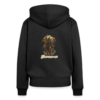 samouraï - Sweat à capuche zippé Premium bio Femme - noir - Dos - Julia (174cm)