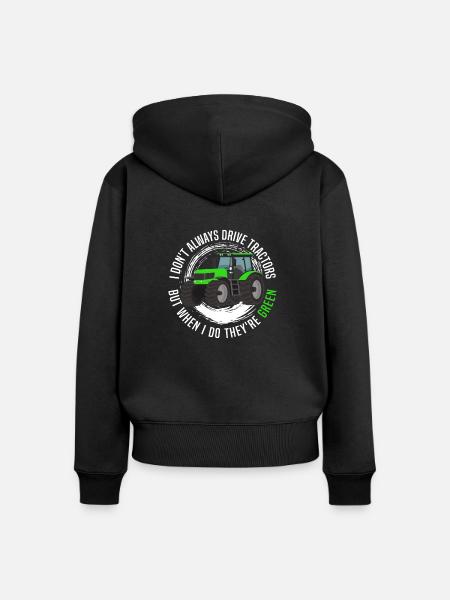 Grüner Traktor - Frauen Premium Bio Zip Hoodie - Schwarz