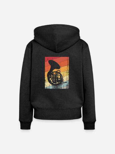Waldhorn - Frauen Premium Bio Zip Hoodie - Schwarz