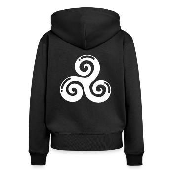 celtic triskele blanc cadeau original - Sweat à capuche zippé Premium bio Femme - noir - Dos - Julia (174cm)