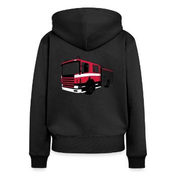 Camion de pompier - Sweat à capuche zippé Premium bio Femme - noir - Dos - Julia (174cm)