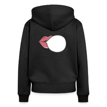 Mouth speech bubble communication - Women's Premium Organic Zip Hoodie - black - Back - Julia (174cm)
