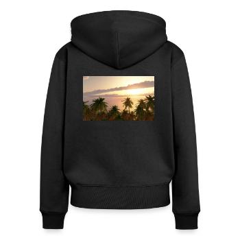 In der Südsee - Frauen Premium Bio Zip Hoodie - Schwarz - Hinten - Julia (174cm)