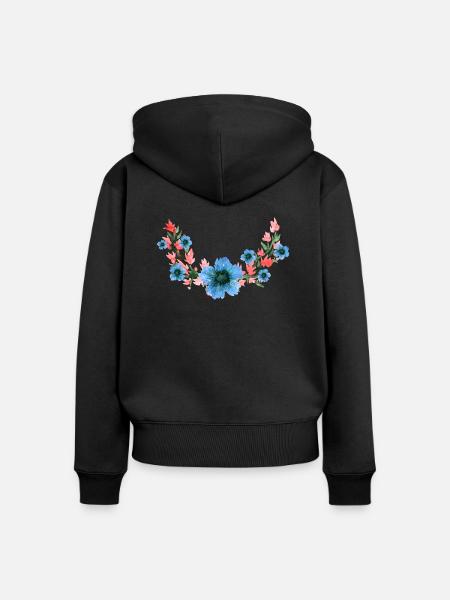 Blume - Frauen Premium Bio Zip Hoodie - Schwarz