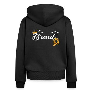 Braut ist Königin Ich bin die Braut - Frauen Premium Bio Zip Hoodie - Schwarz - Hinten - Julia (174cm)