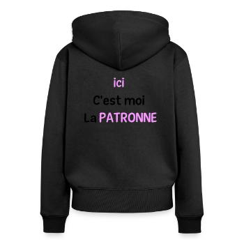 C'est moi la patronne - Sweat à capuche zippé Premium bio Femme - noir - Dos - Julia (174cm)