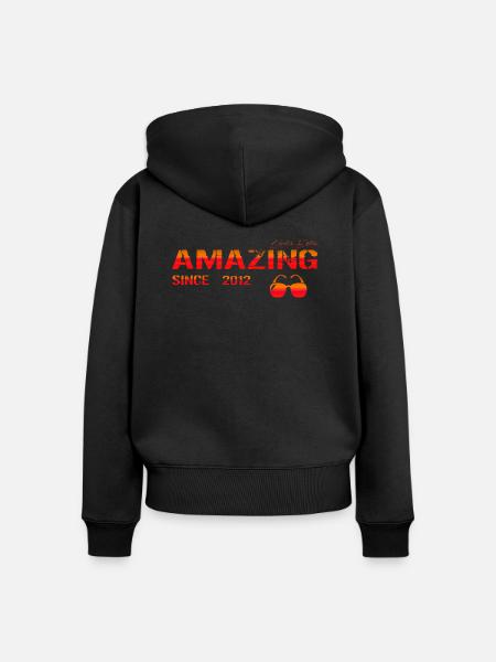 Amazing since 2012 - Frauen Premium Bio Zip Hoodie - Schwarz