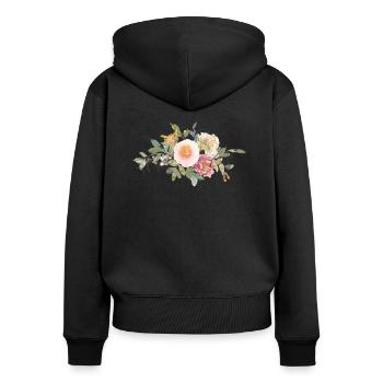 Aquarell Zarte Blumen - Frauen Premium Bio Zip Hoodie - Schwarz - Hinten - Julia (174cm)