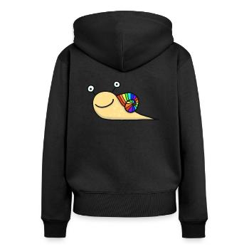 Regenbogenschnecke - Frauen Premium Bio Zip Hoodie - Schwarz - Hinten - Julia (174cm)