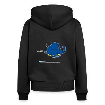 Der Elefant - hüpfend - Frauen Premium Bio Zip Hoodie - Schwarz - Hinten - Julia (174cm)