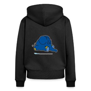 Der Elefant - schlafend - Frauen Premium Bio Zip Hoodie - Schwarz - Hinten - Julia (174cm)