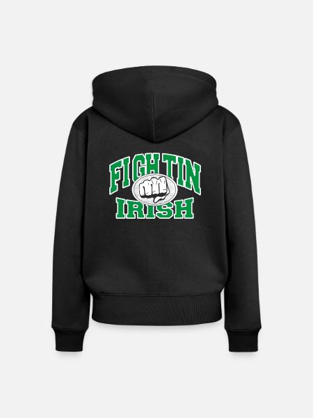 Fighting Irish - Frauen Premium Bio Zip Hoodie - Schwarz