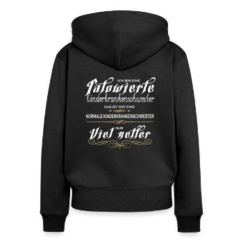 Tätowierte Kinderkrankenschwestern sind netter! - Frauen Premium Bio Zip Hoodie - Schwarz - Hinten - Julia (174cm)