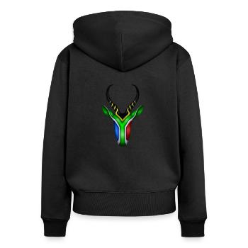 South Africa - Springbok Flag - Women's Premium Organic Zip Hoodie - black - Back - Julia (174cm)