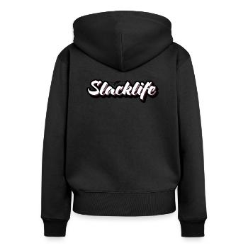 Slackline - Frauen Premium Bio Zip Hoodie - Schwarz - Hinten - Julia (174cm)