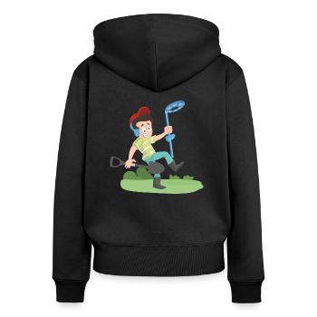 Chasseur de trésors amateur avec le détecteur de métaux - Sweat à capuche zippé Premium bio Femme - noir - Dos - Julia (174cm)