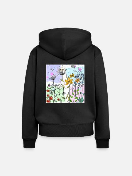 Blumen - Frauen Premium Bio Zip Hoodie - Schwarz