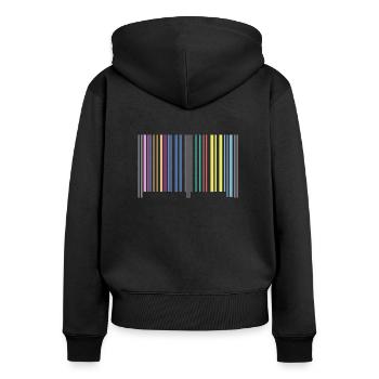 code à barres - Sweat à capuche zippé Premium bio Femme - noir - Dos - Julia (174cm)