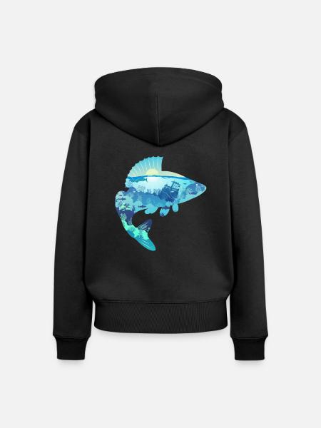Barsch Perch Bass - Frauen Premium Bio Zip Hoodie - Schwarz