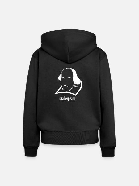 Shakespeare Kopf (in weiß) - Geschenkidee - Frauen Premium Bio Zip Hoodie - Schwarz
