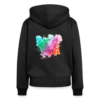 Stelle - Frauen Premium Bio Zip Hoodie - Schwarz - Hinten - Julia (174cm)