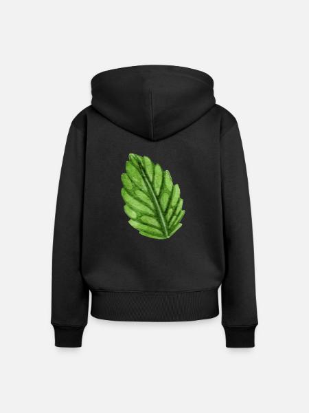 Minze Minzblatt - Frauen Premium Bio Zip Hoodie - Schwarz