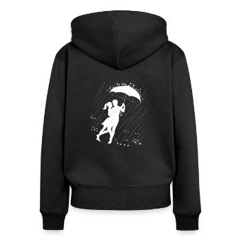 Liebespaar unter einem Regenschirm - Frauen Premium Bio Zip Hoodie - Schwarz - Hinten - Julia (174cm)