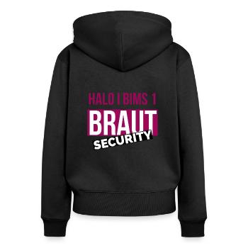 Halo i bims 1 Braut Security - Frauen Premium Bio Zip Hoodie - Schwarz - Hinten - Julia (174cm)