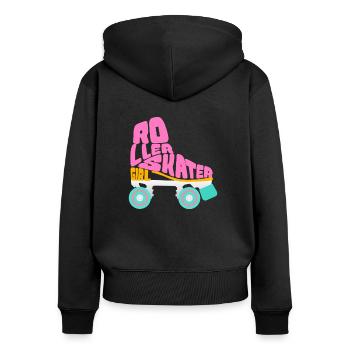 Roller Roller Roller Roller Cadeau - Sweat à capuche zippé Premium bio Femme - noir - Dos - Julia (174cm)
