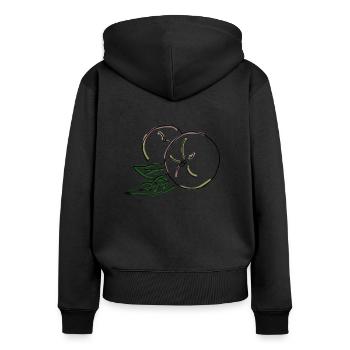 Pfirsich - Frauen Premium Bio Zip Hoodie - Schwarz - Hinten - Julia (174cm)