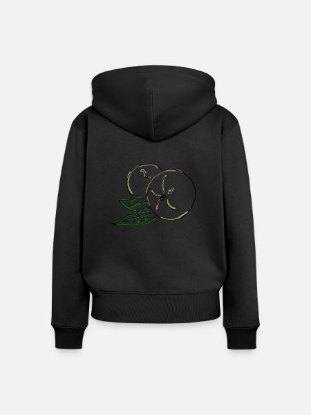 Pfirsich - Frauen Premium Bio Zip Hoodie - Schwarz