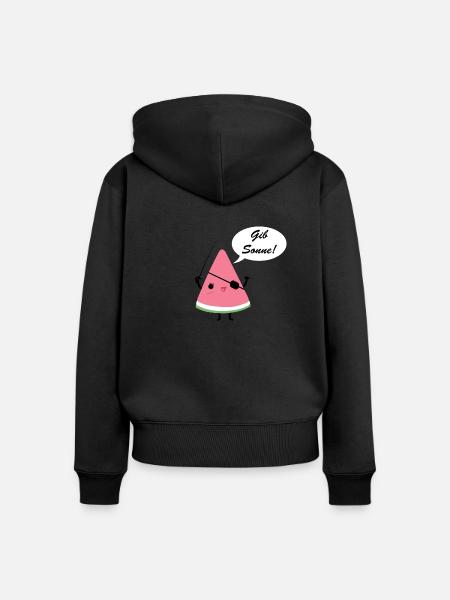 Melone Pirat Sonne - Frauen Premium Bio Zip Hoodie - Schwarz
