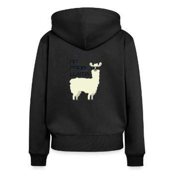 No Problama Lama Lustiger Spruch Alpaka Geschenk - Frauen Premium Bio Zip Hoodie - Schwarz - Hinten - Julia (174cm)