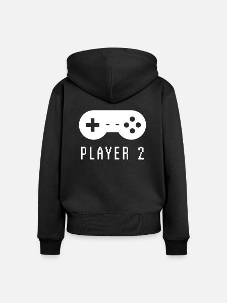 Gamer Player 2 - Frauen Premium Bio Zip Hoodie - Schwarz