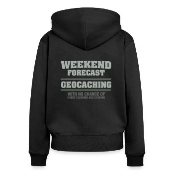 Geocaching - Frauen Premium Bio Zip Hoodie - Schwarz - Hinten - Julia (174cm)