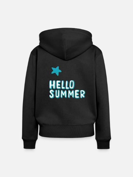 Hello Summer - Frauen Premium Bio Zip Hoodie - Schwarz
