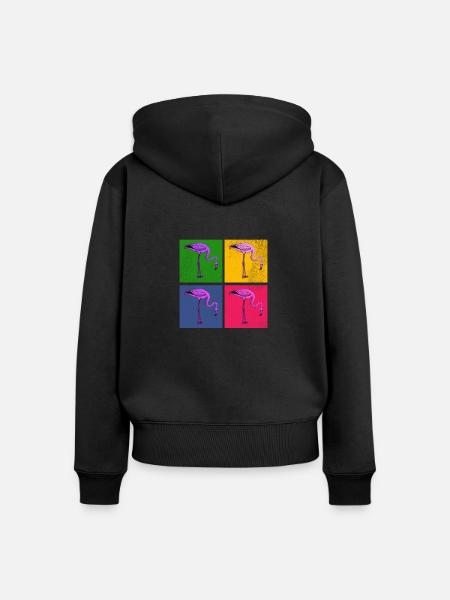 Flamingo - Frauen Premium Bio Zip Hoodie - Schwarz