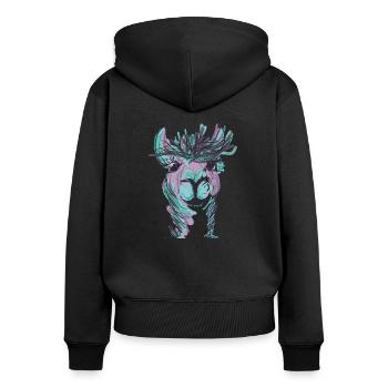Alpaga Llama Purple - Sweat à capuche zippé Premium bio Femme - noir - Dos - Julia (174cm)