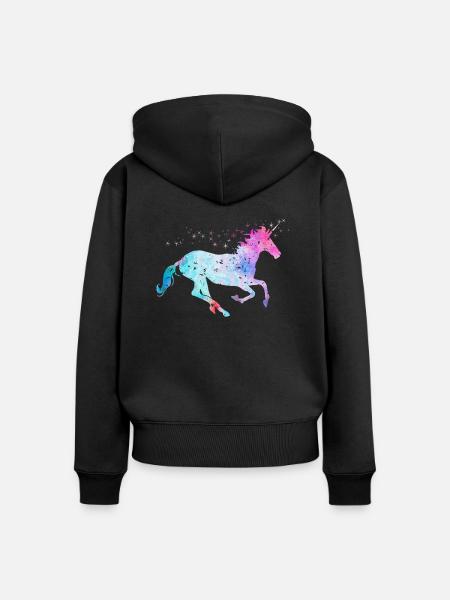Licorne avec paillettes - Sweat à capuche zippé Premium bio Femme - noir