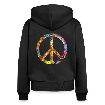 Peace - Sweat à capuche zippé Premium bio Femme - noir - Dos - Julia (174cm)