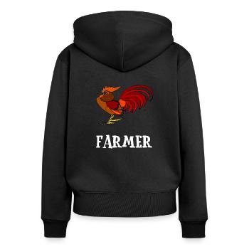 Bauernhof - Frauen Premium Bio Zip Hoodie - Schwarz - Hinten - Julia (174cm)