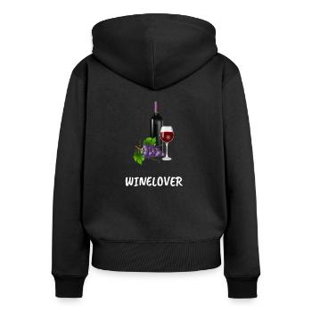 Wine lovers Gourmet wine festival Wine glass - Women's Premium Organic Zip Hoodie - black - Back - Julia (174cm)