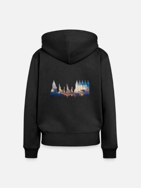 soundwaves - Frauen Premium Bio Zip Hoodie - Schwarz