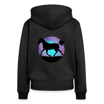 Horse Horse Racing Équitation - Sweat à capuche zippé Premium bio Femme - noir - Dos - Julia (174cm)