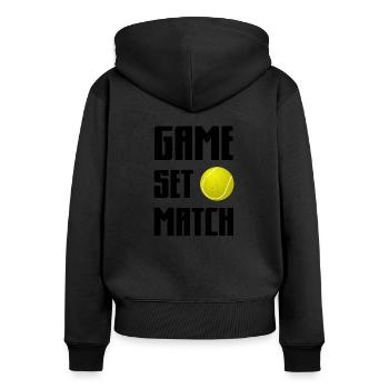 Tennis Tennisspieler Tennisplatz - Frauen Premium Bio Zip Hoodie - Schwarz - Hinten - Julia (174cm)